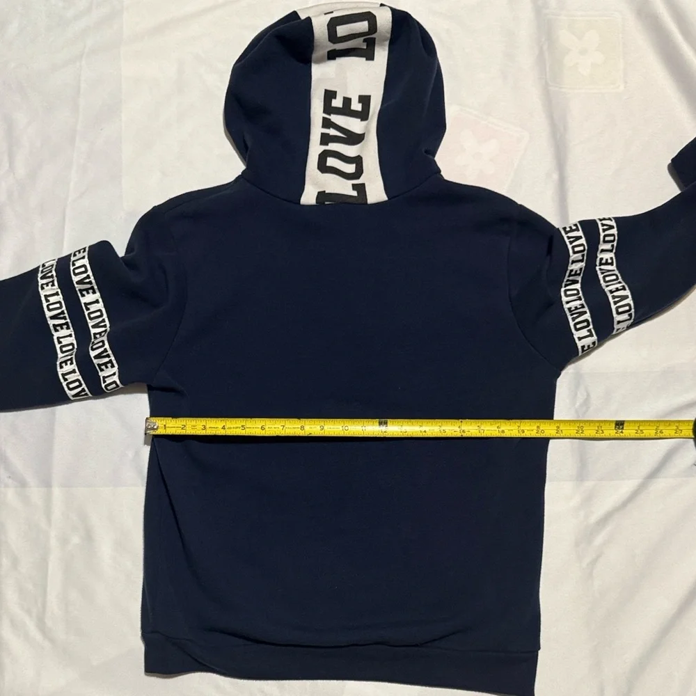Women’s Large Navy Hoodie with Deep Front Pockets “Love” - Picture 6 of 8